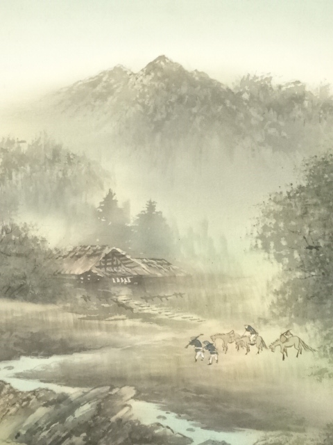 道具 ] - 道具 梅月筆 村風景図 肉筆絹本掛軸 | ネットショップ圭